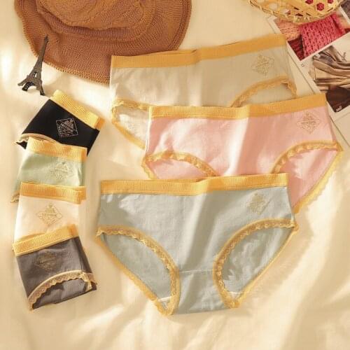 Pure Cotton Underwear Lady Sexy Lace Cotton Breathable Antibacterial Crotch Girl Student Breifs