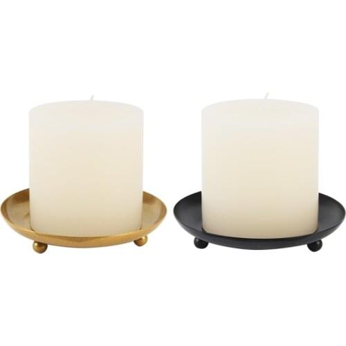 Nordic Style Wrought Iron Round Candle Holder Candlestick Base Desktop Wedding Party Home Decoration