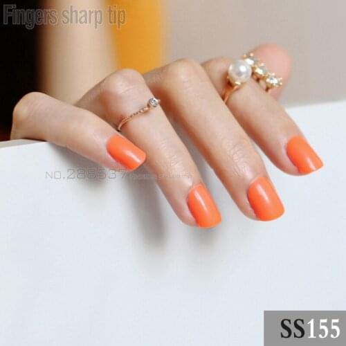 2017 new 24pcs false nails bright orange candy short paragraph round square head comfortable multicolor all wrapped SS155