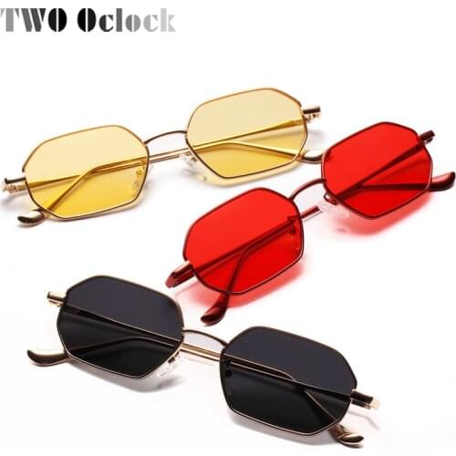 TWO Oclock Retro Sunglasses Women Yellow Red Lens Sun Cloudy Glasses UV400 Ultra-light Sunglass Vintage Metal Eyewear 881304