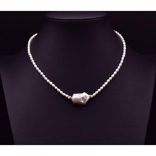Original Designer Fresh Water White Baroque Pearl Pendant Necklace For Wedding Valentines Day Gift Womens Luxury Jewelry Trendy
