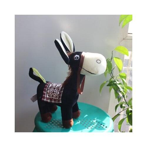 About 25cm cartoon black donkey plush toy soft doll birthday gift b0475