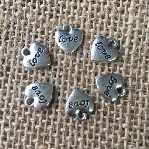 68 Pcs/lot 11x10mm Cute Heart Love Charms for Jewelry Making Antique Silver Plated Pendant for DIY Necklaces Bracelets A024