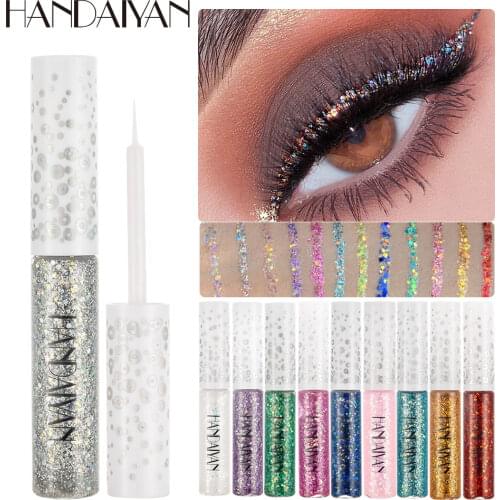 HANDAIYAN Iridescence Glitter Eyeliner Liquid Eyes Makeup Shine Colorful Eye Liner Gel Fast-dry Eyelid Liners Make up Cosmetics