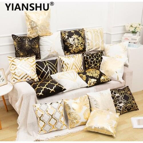 Short Plush Bronzing Cushion Cover 45x45CM Luxury Soft Home Throw Pillow Case Living Room Sofa Seat Decor Pillow Cover