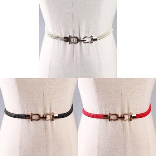 Thin Narrow Waistband Elastic Stretch Waist Belts Ornament