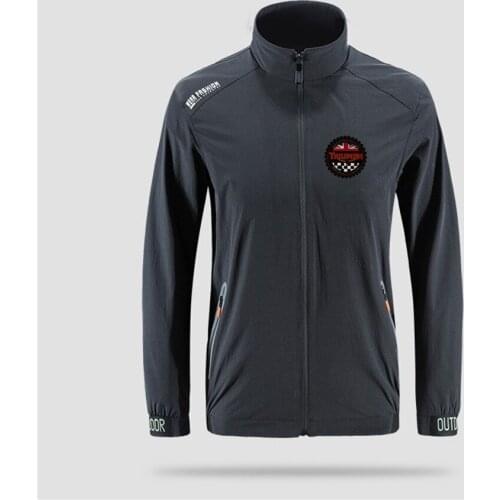 Triumph Motorcycles Advertising Slim Sport Outdoor Zippered Comfortable Soft Jacket Mens Casual Front Printing Asian Size