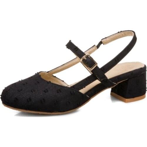 Sweet 2020 Women Sandals square heel Round toe chunky heel with strap white summer Girl Versatile student shoes Size 28-43 H66