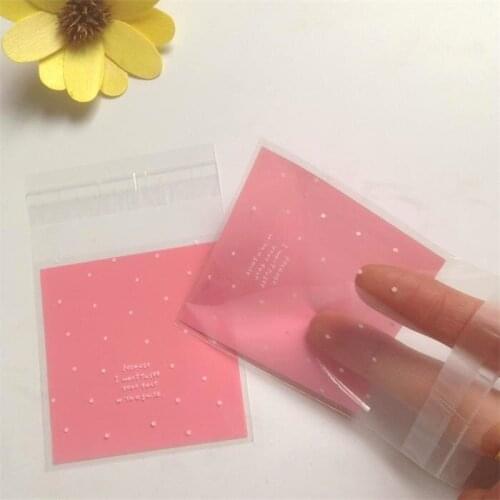 100pcs pink cookie bags mini wedding candy bag party supplies cake biscuit packaging bag 7*7cm