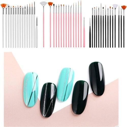 15pcs/kit Nail Art Painting Pen Brush Design Drawing Pencil Liners Dotting Tool Fan Brush Manicure Gel Polish Home/Professional