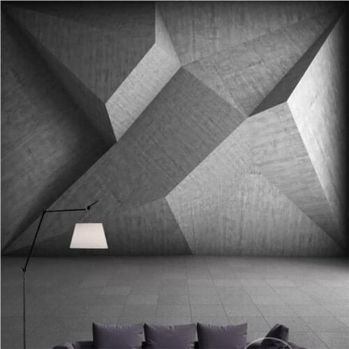 3D Geometry Gray Industrial Wind Cement Wall Decor Background Mural Wallpapers for Living Room Bedroom 3D Wall Papers Home Decor