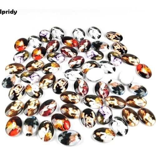 5Pcs/lot 20X30mm Printed Glass Half Oval/Dome Cabochons for glass patch flowers time gems hair accessories wholesale