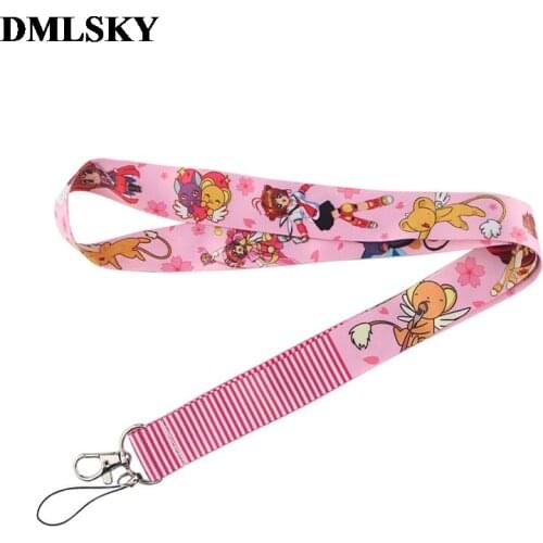 DMLSKY anime girls Keychain Cartoon Cute Phone Lanyard Women Fashion Strap Neck Lanyards for ID Card Phone Keys M3875
