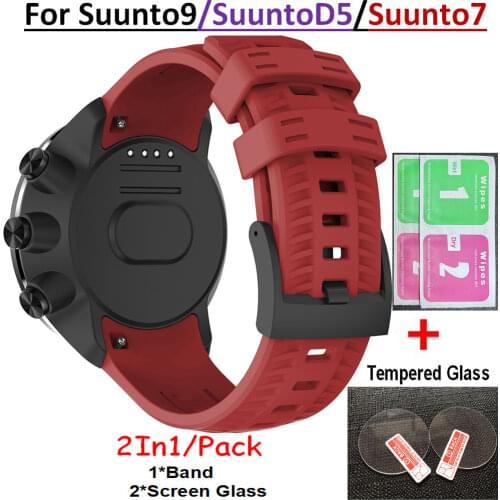 2 In1 For Suunto 9 Watch Bracelet Band Replacement 24mm width Strap for Suunto7/9/5 Screen Tempered Glass Protectors Full Film