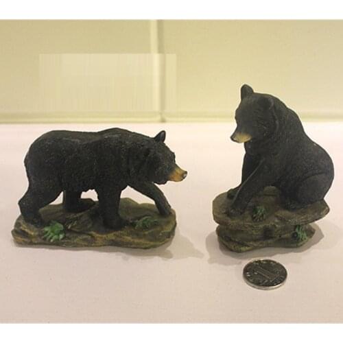 WU CHEN LONG 2Pcs/set Retro Black Bear Art Sculpture Couple Statue Resin Crafts American Animal Figurine Home Decoration R5310