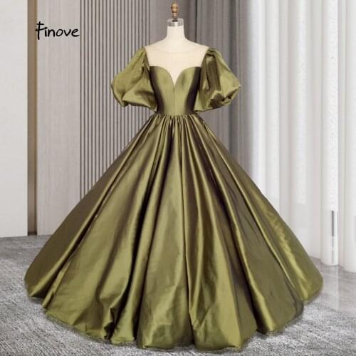 Finove 2021 Evening Dresses Satin Simple Wedding Dresses Short Sleeves High-end Ziper Dress