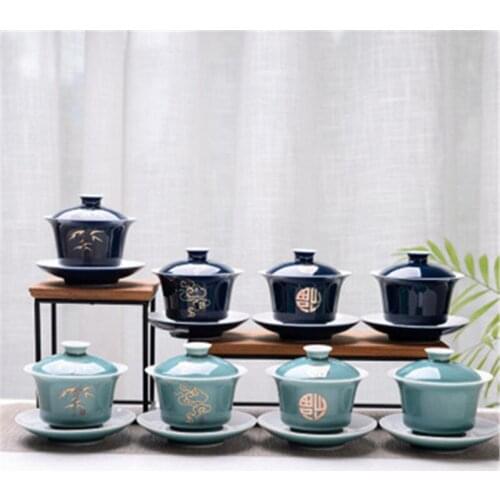 Juego de té de KungFu creativo, tetera de cerámica de 150ml, kungfú chino, flor de Gaiwan Puer, tetera para amantes, debe tener