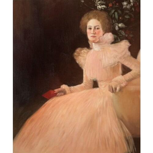 Oil Painting on Canvas, Portrait of Sonja Knips by Gustav Klimt, Classic Portrait Painting Reproductions, Free Shipping