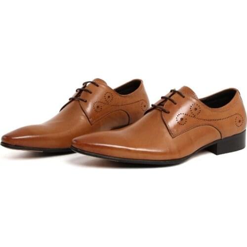 Pointed Toe Carving Genuine Leather Dress Men Shoes Mens Wedding Shoes Quality Cow Leather Business Office Work Career Man Shoes