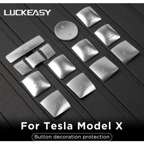 LUCKEASY Car window button modified ABS Patch For Tesla Model X 2017-2020 Button decoration protection 13pcs/set