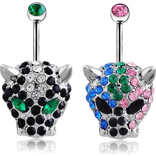 1PC Leopard Head Belly Rings Medical Women Belly Button Rings Beautiful Navel Piercing Body Fashion Jewelry Best Gift for Ladies