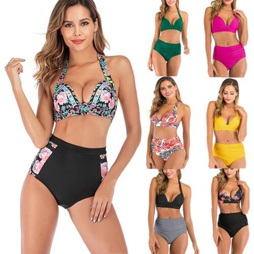 Two-Piece Suits Bikini Set Women Wire Free With Pad Swimming Suit Swimwear Womens Swimsuits Woman Swimsuit High Waisted Bikini