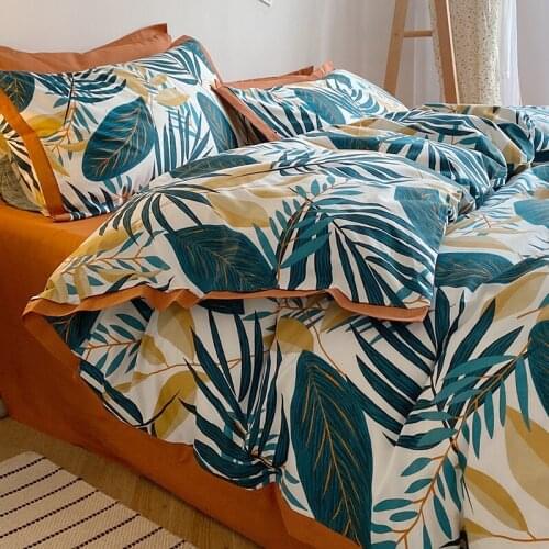 Nordic Style 100% Cotton 4pcs Bedding Set Duvet Cover Bed Sheet Pillowcase Simple Queen King Bed Sheet Set Bedroom Four Season