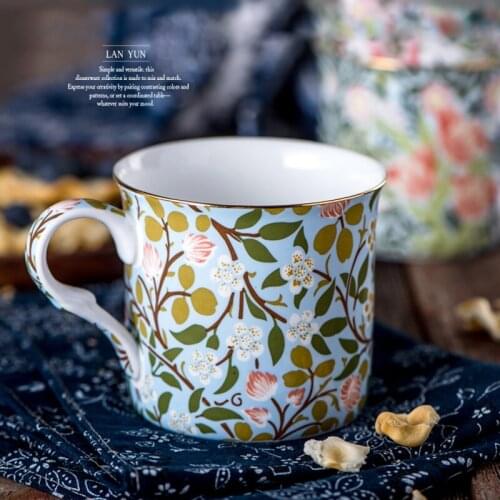 Clover mug English pastoral bone China Cup retro gold coffee cup afternoon tea flower cup lucky