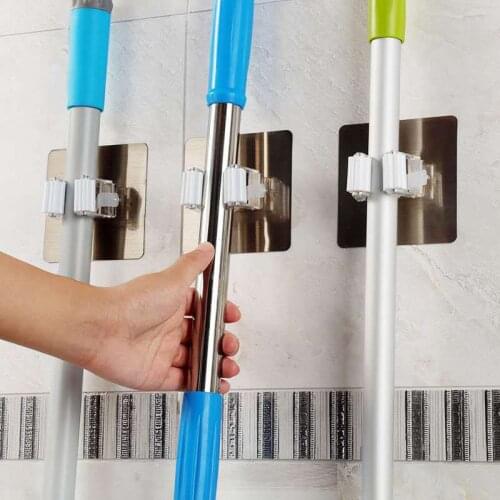 Adhesive Multi-Purpose Hooks Wall Mounted Mop Organizer Holder RackBrush Broom Hanger Hook Kitchen bathroom Strong Hooks