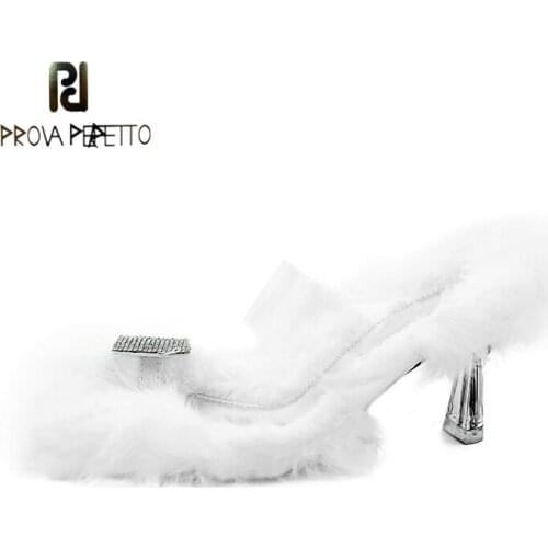 Summer New Style Round Head Stiletto High-heeled Rhinestone Sandals and Slippers Women Transparent Flip-flops Womens Outer Wear