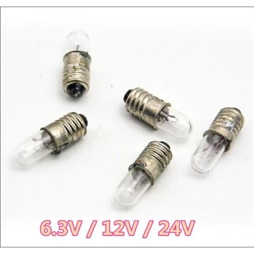 20pcs/lot Mini indicator light bulb E5 6.3V 12V 24V 0.1A small bulb signal lamp bead Miniature bulb