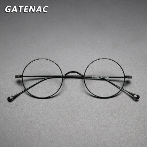 Vintage Pure Titanium Eyeglasses Frame Men Small Round Myopia Prescription Optical Glasses Frame Women Retro Luxury Eyewear