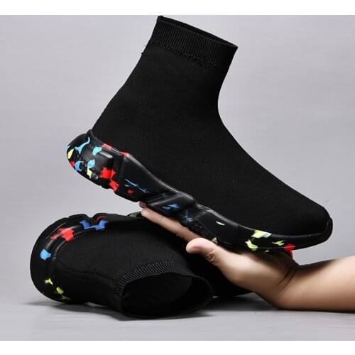 Men Fashion Ankle Boots Breathable Hollow Couple Socks Shoes Trendy Men Casual Shoes Males Loafers Men Comfortable Sneakers Soft