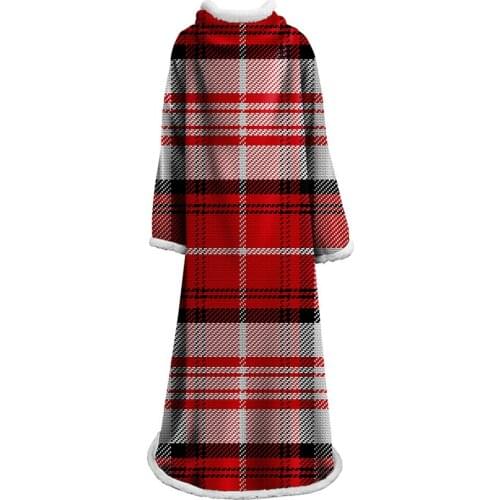 Custom Striped Soft Fluffy Striped Sleeve Blankets Geometric Coral Fabric Sofa Cover Plush Throw Blanket With Sleeve