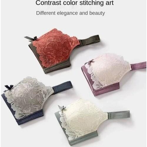 MiiOW Underwear Womens Breasts Show Small Bras Thin Anti-shock Shrinking Bra Latex Adjustment Type Gather To Prevent Sagging