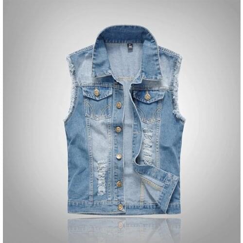 2021 New Men Vest Washed Denim Sleeveless Jackets & Coats Mens Clothing Spring Ripped Jeans Waistcoat Man Vests Jacket MY101