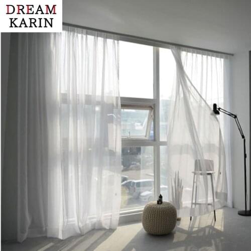 Solid White Gray Tulle Window Curtains For Living Room The Bedroom Modern Organza Voile Curtains Finished Sheer Curtains Panel
