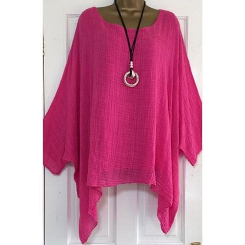 Solid Summer Blouses Batwing Sleeve 4XL 5XL Loose Plus Size Women Tunic Casual O-Neck Long Sleeve Blouse Anomalistic Tee Shirts