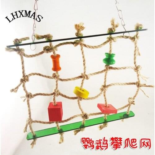 Pet Parrot Bird Hanging Rope Climbing Net Swing Ladder Cage Toy Parakeet Budgie Macaw Play Gym Parrot Toys D248