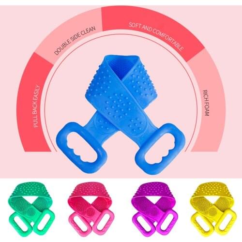 60cm Silicone Double-Sided Bath Towel Car Interior Accessories Exfoliating Body Massage Brush Belt Washing Towel for Men Women