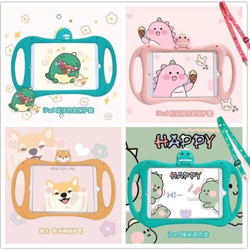 Cute Cover for IPad Air4 10.9 9.7 2018 2017 9.7 10.2 8th 7th Gen Air 2 Cute Cartoon Case for Mini 1 2 3 4 5 Silicon Handle Funda