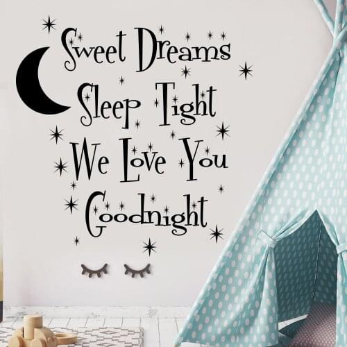 Sweet Dreams Sleep Tight Quote Wall Decal Moon Decal Nursery Decor Sticker Nursery Kids Room Wall Decals Wall Decor M218