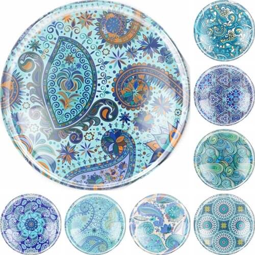 Handmade 6 Size Glass Embroidery Floral Flower Flatback Camo Cabochon Domed DIY Jewelry Charm Photo Pendant Setting