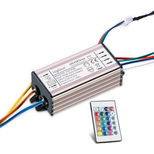 Vogliovoi RGB Transformer 20W 300MA DC8-24V Waterproof AC85-265V Aluminum Adapter With 24KEY For Flood Lamp DIY