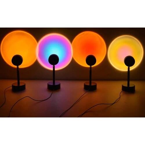 USB Rainbow Sunset Red Projector Led Night Light Sun Projection Desk Lamp for Bedroom Bar Coffee Store Wall Decoration Lighting