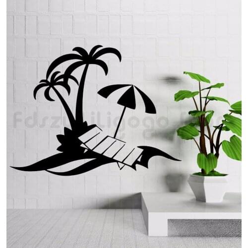 Vinyl Stickers Palm Beach Vacations Relax Wall Stickers Home Decoration Tropical Style Decor Beachside Window Art Mural Q92