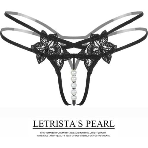 Pearl womens underwear massage full transparent open trousers sexy sex embroidery T-back