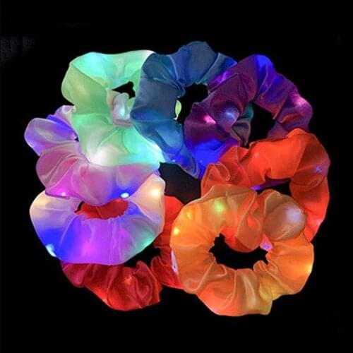 Girls LED Luminous Hair Bands Scrunchies Women Girls Headwear Hair Rope Simple Wrist Band Rings Rubber Band Hair Accessories