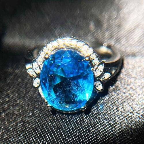 2021 Sterling Silver New Fashion Temperament With The Same Color Treasure Ring Pt950 Inlaid Tops Blue For Women Elegance Jewelry