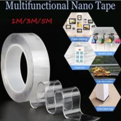 1/3/5m nanometer adhesive tape for home storage washable magic adhesive tape reusable double-sided nanometer traceless removable
